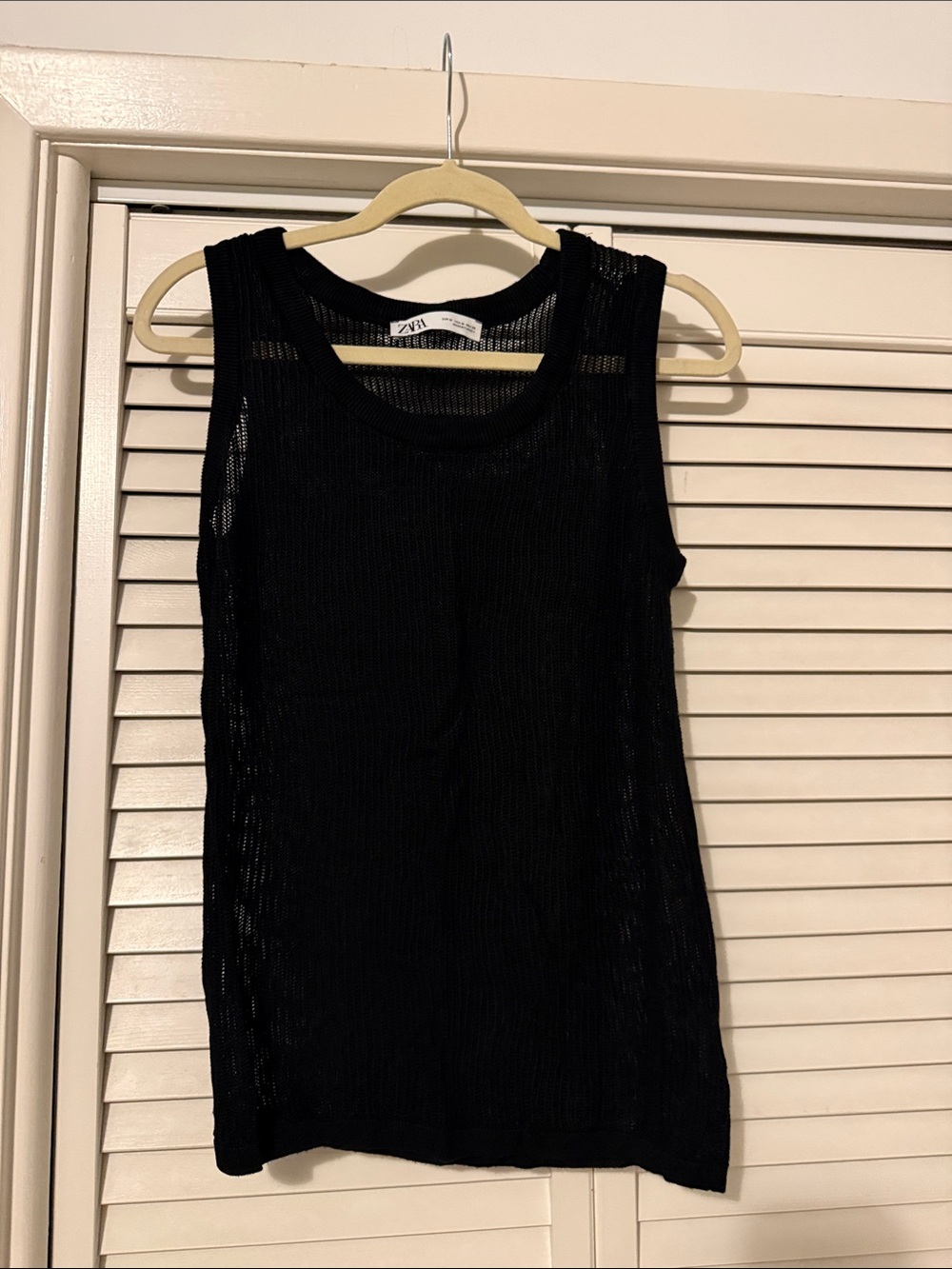 Zara Black Sheer Ribbed Tank